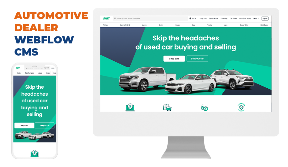 Automotive Dealer homepage crafted by Digital SuperCat, featuring Webflow CMS integration with HubSpot for seamless user experience.